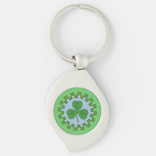 Shamrock and Knotwork Key Ring (Front)