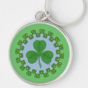 Shamrock and Knotwork Key Ring