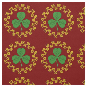 Shamrock and Knotwork on Red Fabric