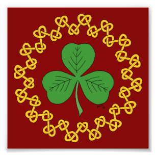 Shamrock and Knotwork on Red Photo Print