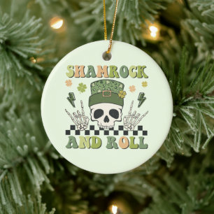 Shamrock and Roll Ceramic Ornament