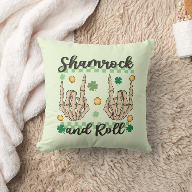 Shamrock and Roll Hand Skeleton Cushion (Blanket)