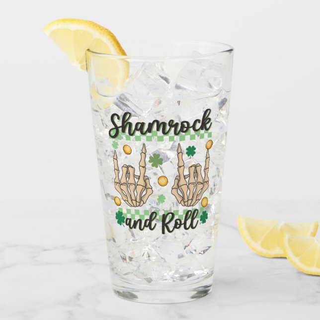 Shamrock and Roll Hand Skeleton Glass (Front Ice)