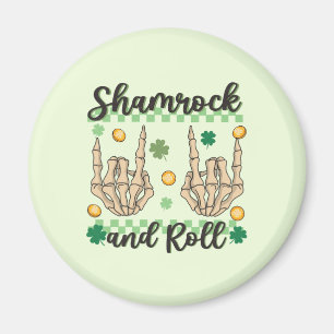 Shamrock and Roll Hand Skeleton Magnet