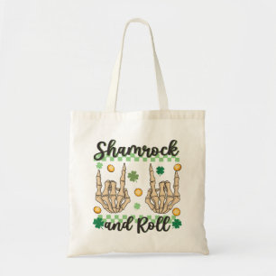 Shamrock and Roll Hand Skeleton Tote Bag