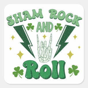 Shamrock And Roll St Patrick's Day Square Sticker