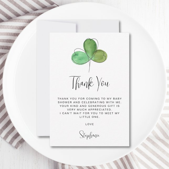 Shamrock Baby Shower  Thank You Card (Creator Uploaded)