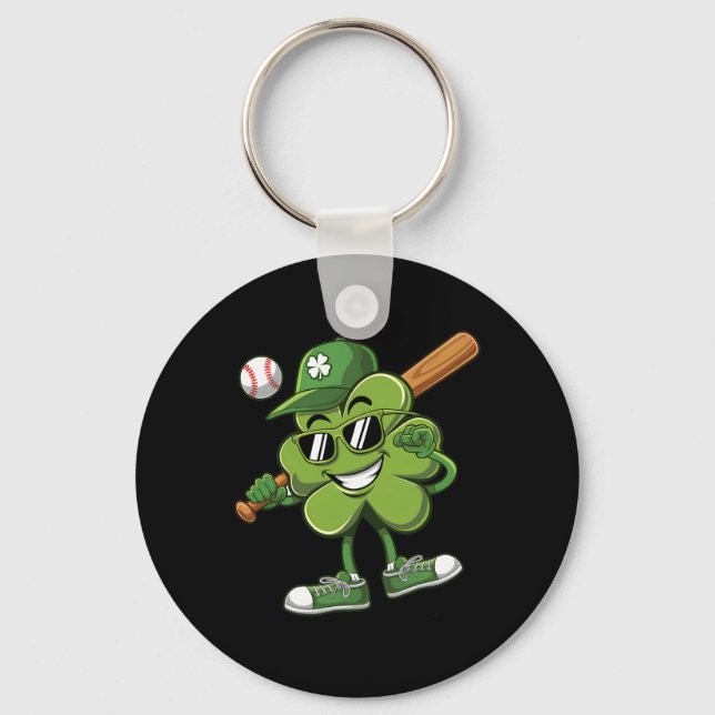 Shamrock Baseball Shirts Funny St Patricks Day Boy Key Ring (Front)
