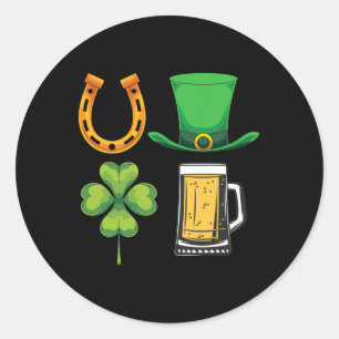 Shamrock Beer Drunk Leprechaun Hat Ireland St Patr Classic Round Sticker