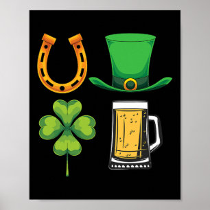 Shamrock Beer Drunk Leprechaun Hat Ireland St Patr Poster