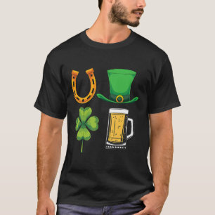 Shamrock Beer Drunk Leprechaun Hat Ireland St Patr T-Shirt
