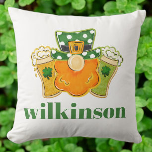 Shamrock Beers Leprechaun St Patrick's Custom Cushion