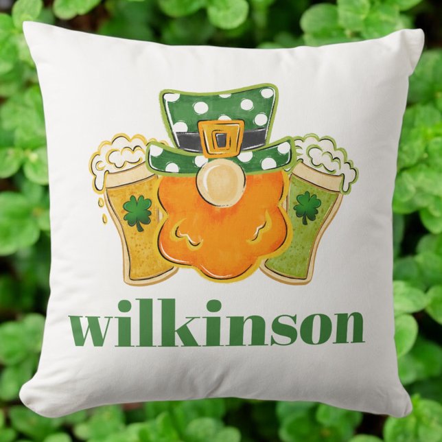 Shamrock Beers Leprechaun St Patrick's Custom Cushion (Creator Uploaded)