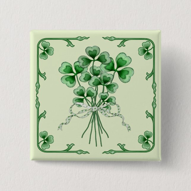 Shamrock Bouquet 2 15 Cm Square Badge (Front)
