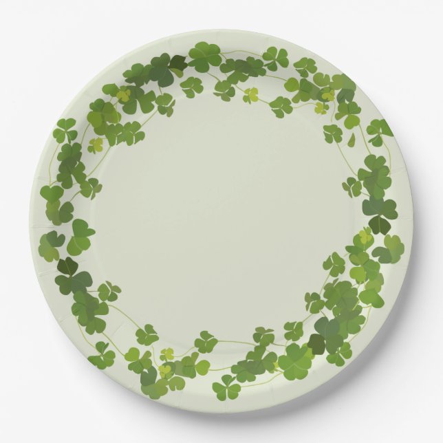 Shamrock bouquet, st patrick's day paper plate (Front)