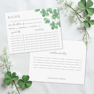 Shamrock Bridal Shower Recipe Enclosure Card