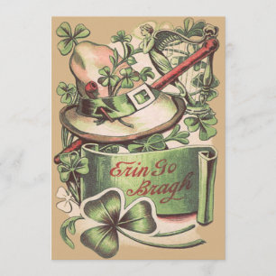 Shamrock Buckle Hat Pipe Shillelagh Invitation