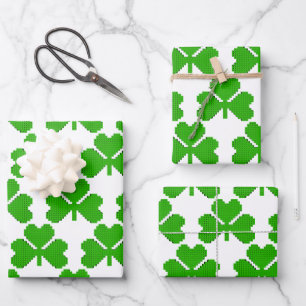 Shamrock Building Blocks Drawing Wrapping Paper Sheet