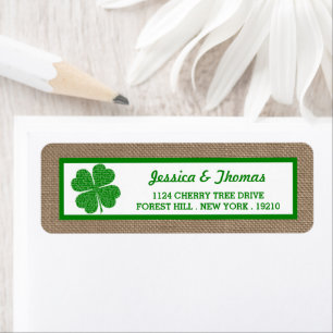 Shamrock & Burlap St. Patrick's Day Return Address Label