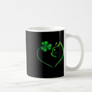 Shamrock Cat Heart St Patricks Day Cat Lovers Cat Coffee Mug