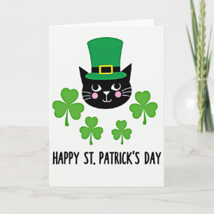 Shamrock Cat Pattern Day Card