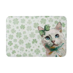 Shamrock Cat with Blue Eyes Bath Mat
