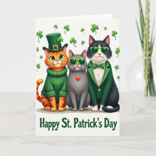 Shamrock Cats Fun Holiday Card