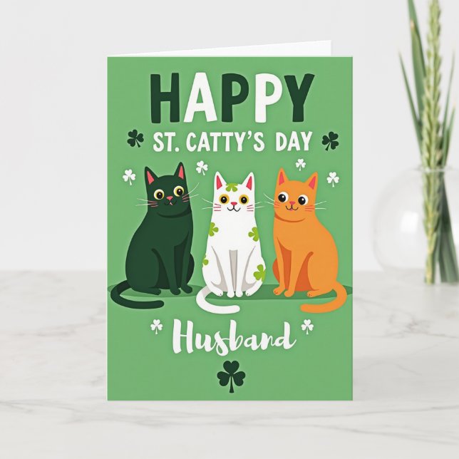 Shamrock Cats Husband Card (Front)