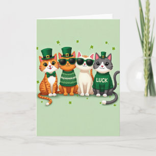 Shamrock Cats Luck Pattern Card