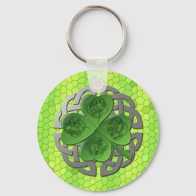 Shamrock – Celtic Knot – 4 Evangelists Key Ring (Front)