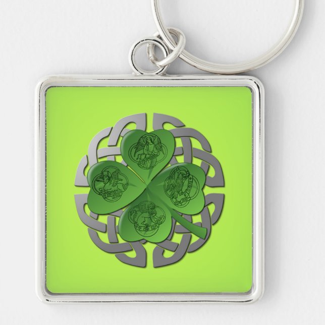 Shamrock – Celtic Knot – 4 Evangelists Key Ring (Front)