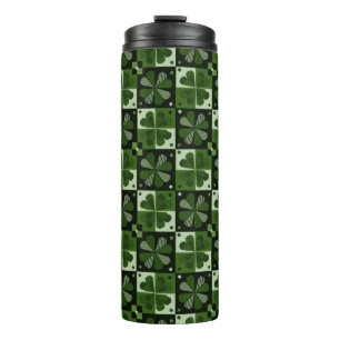 Shamrock Chequerboard Pattern Thermal Tumbler