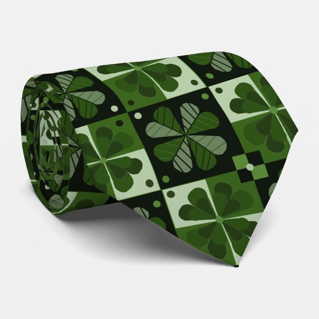 Shamrock Chequerboard Pattern Tie (Rolled)