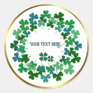 Shamrock Circle  Custom Text Classic Round Sticker