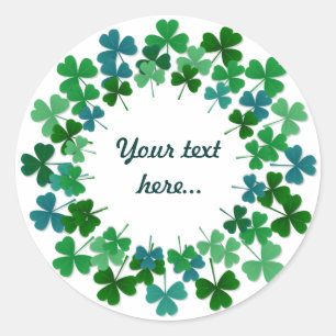 Shamrock Circle  Custom Text Classic Round Sticker