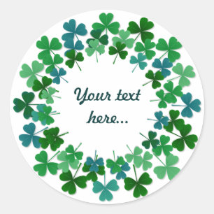 Shamrock Circle  Custom Text Classic Round Sticker
