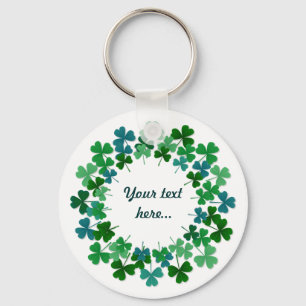 Shamrock Circle  Custom Text  Key Ring