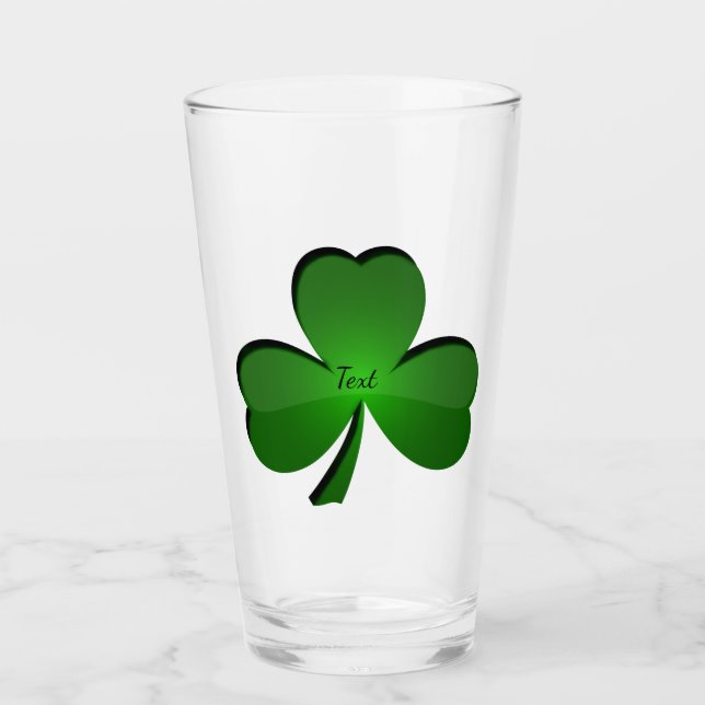 Shamrock Clover Design Drinking Glass (Front)