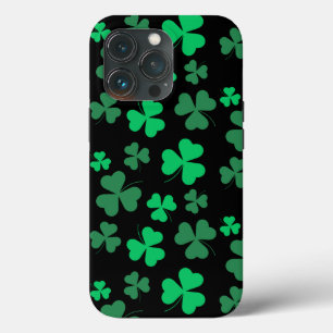 Shamrock Clover Green and Black Modern St Patricks iPhone 13 Pro Case