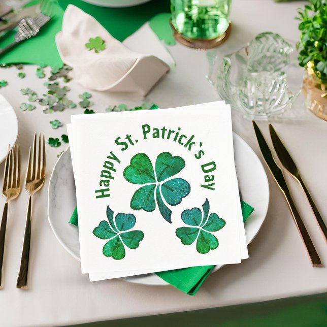 Shamrock Clover Green St. Patrick`s Day Party Napkin (Creator Uploaded)