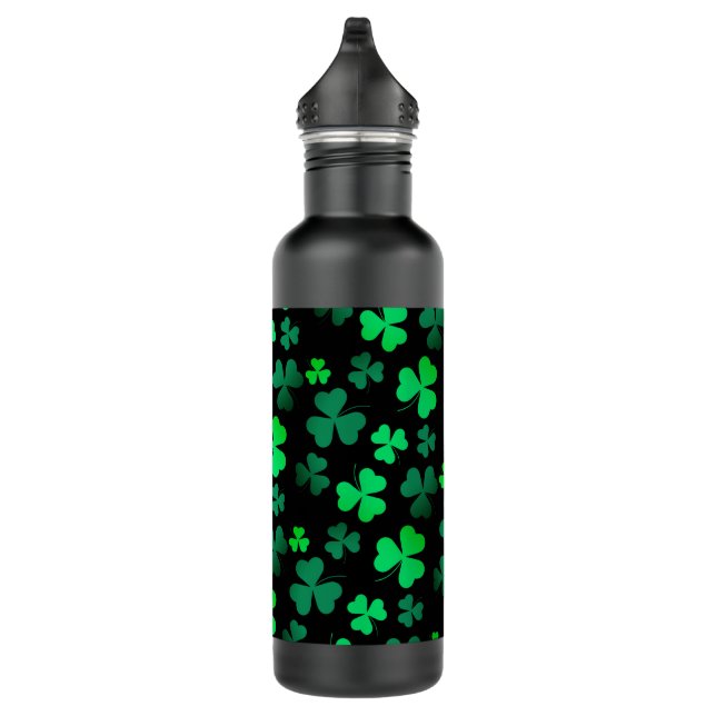 Shamrock Clover Ireland Irish Modern Green & Black 710 Ml Water Bottle (Right)