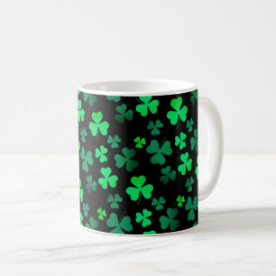 Shamrock Clover Ireland Irish Modern Green & Black Coffee Mug
