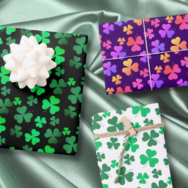 Shamrock Clover Leaf Floral Modern Colourful Wrapping Paper Sheet (Creator Uploaded)