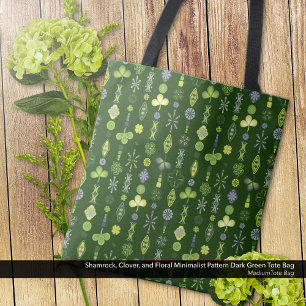 Shamrock Clover Minimal Modern Pattern Dark Green Tote Bag