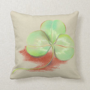 Shamrock Clover Pastel Drawing Cushion