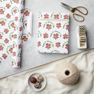 Shamrock Clover Pink St. Patrick`s Day  Wrapping Paper