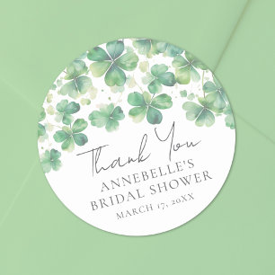 Shamrock Clover St. Patrick's Day Bridal Shower  Classic Round Sticker