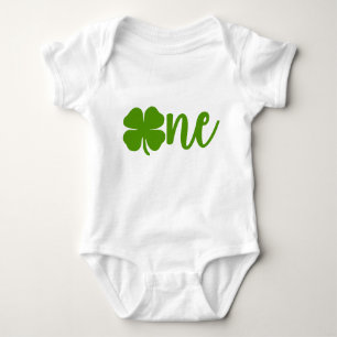 Shamrock Clover St. Patrick's Day ONE 1st Birthday Baby Bodysuit