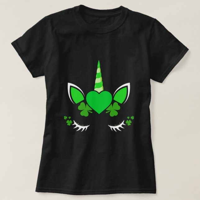 Shamrock Clover Unicorn St Patricks day Girl Kid T T-Shirt (Design Front)
