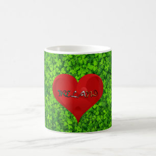 Shamrock Clovers Green Irish Heart Love Ireland Coffee Mug
